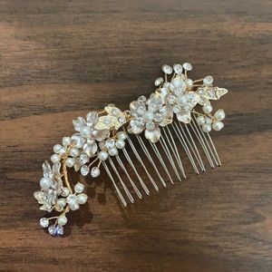 Bridal Pearl Gold Hair Comb